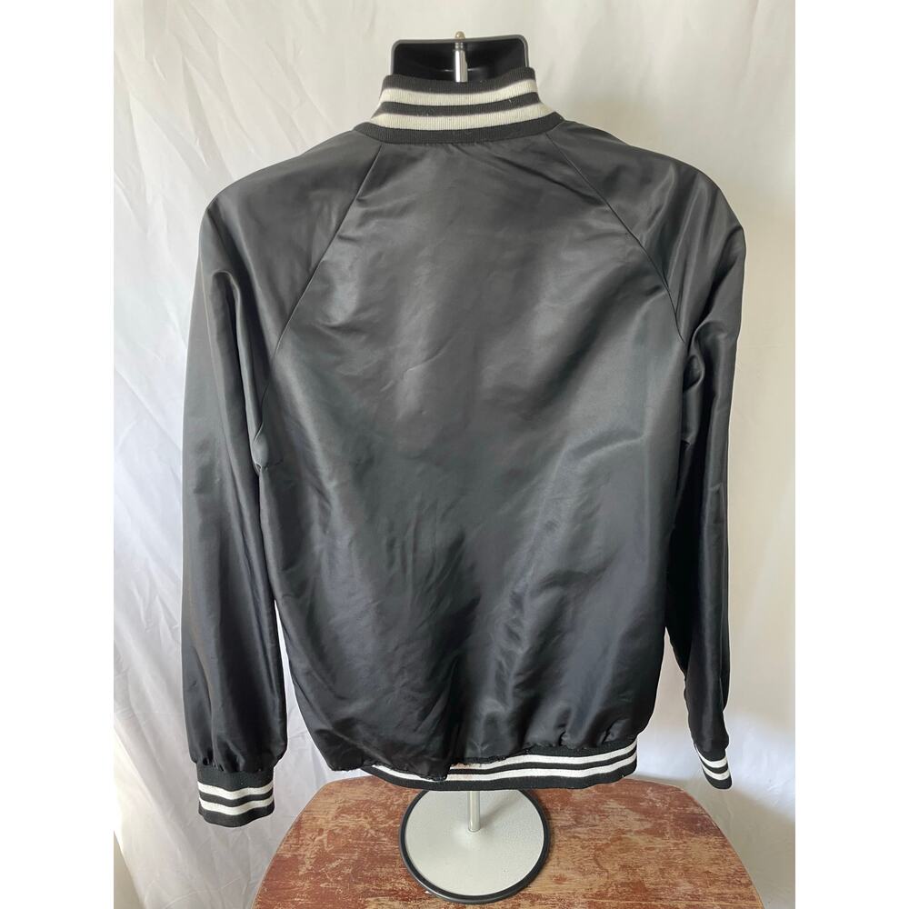 Elwood Black Satin Varsity Bomber Jacket Size M - Picture 2 of 6